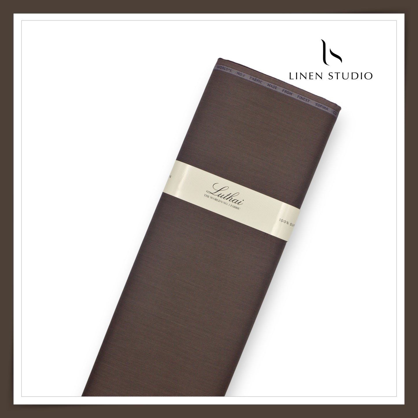 Luthai 100% Supima Cotton 70's Micro Striped Shirting - Walnut Brown (Zoom In) (NEW)