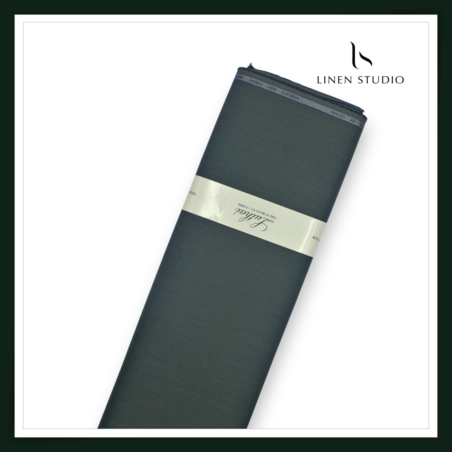 Luthai 100% Supima Cotton 70's Micro Striped Shirting - Lunar Green (Zoom In) (NEW)