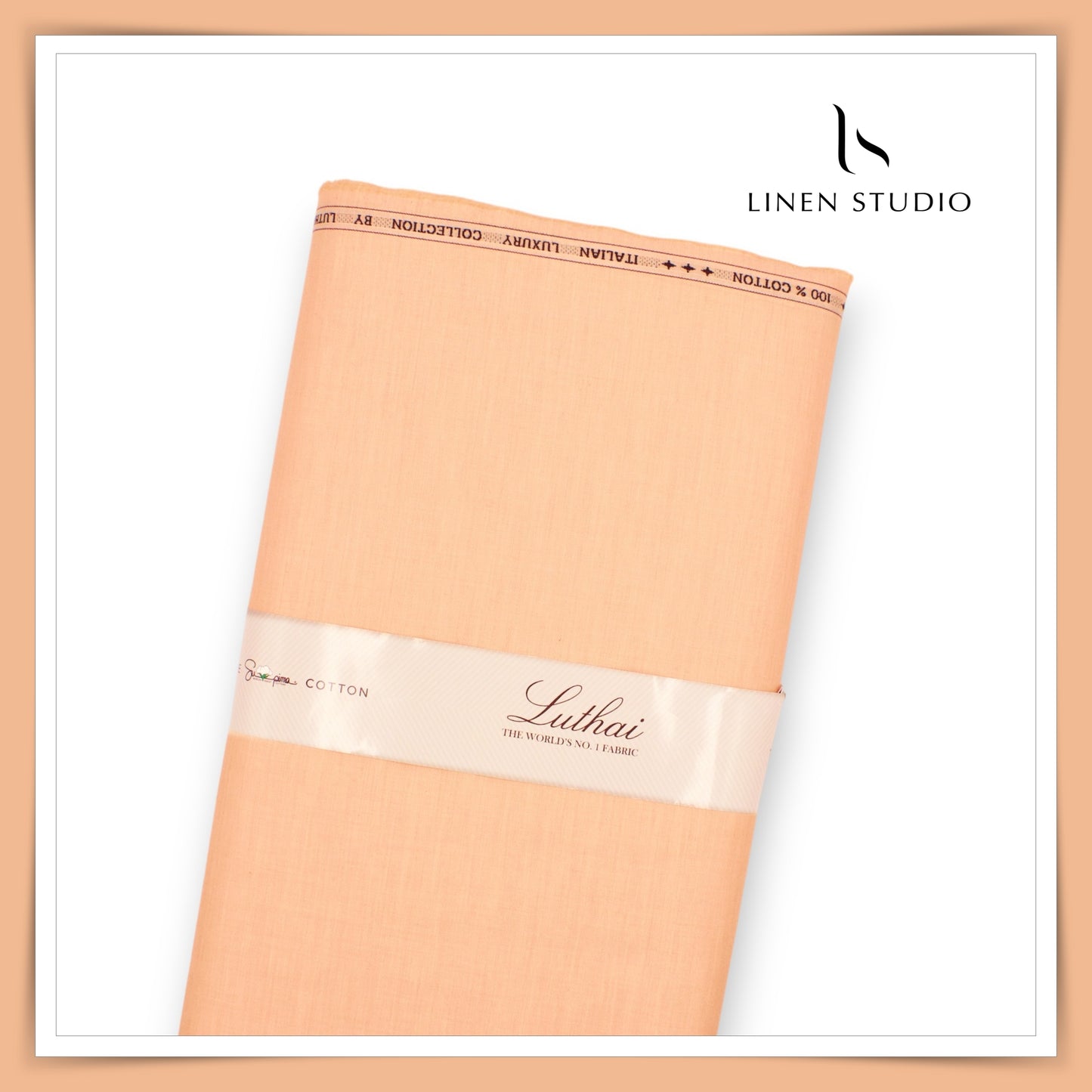 Luthai Supima Cotton Shirting - Khadi Cantaloupe Orange (50% SALE)