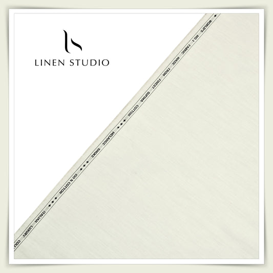 Luthai Supima Cotton Shirting - Khadi Cream/ Grey