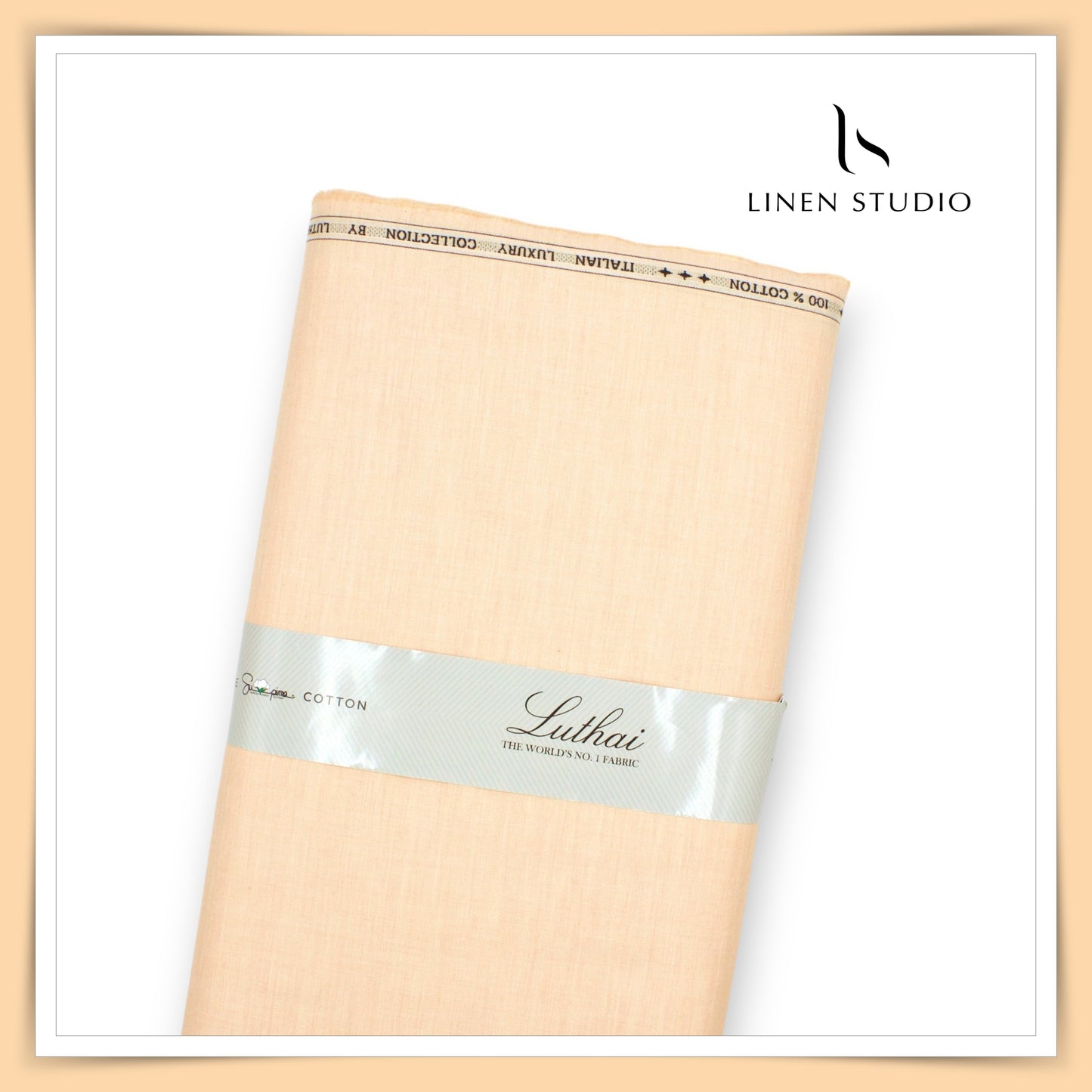 Luthai Supima Cotton Shirting - Khadi Light Orange (50% SALE)