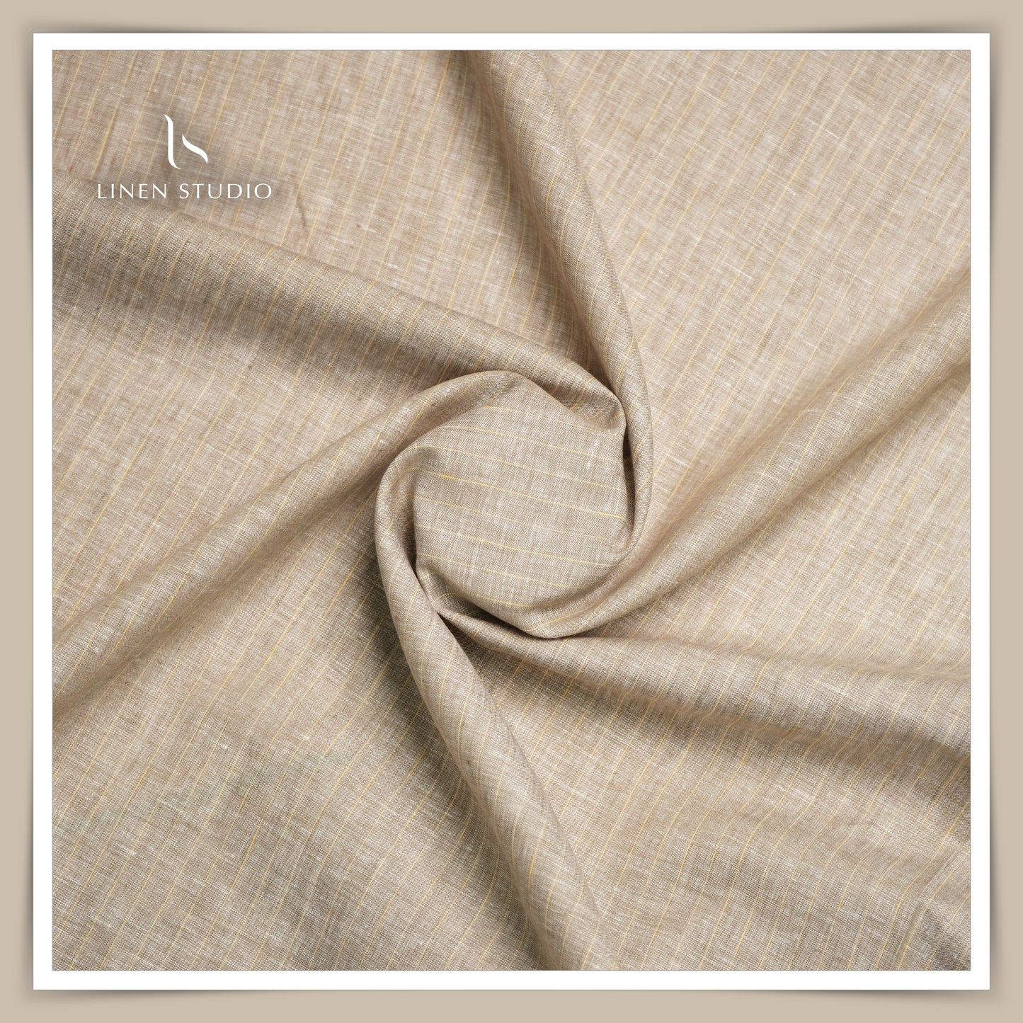 75 Lea Luxurious Irish Linen Shirting - Wood Brown Stripes - Linen Studio