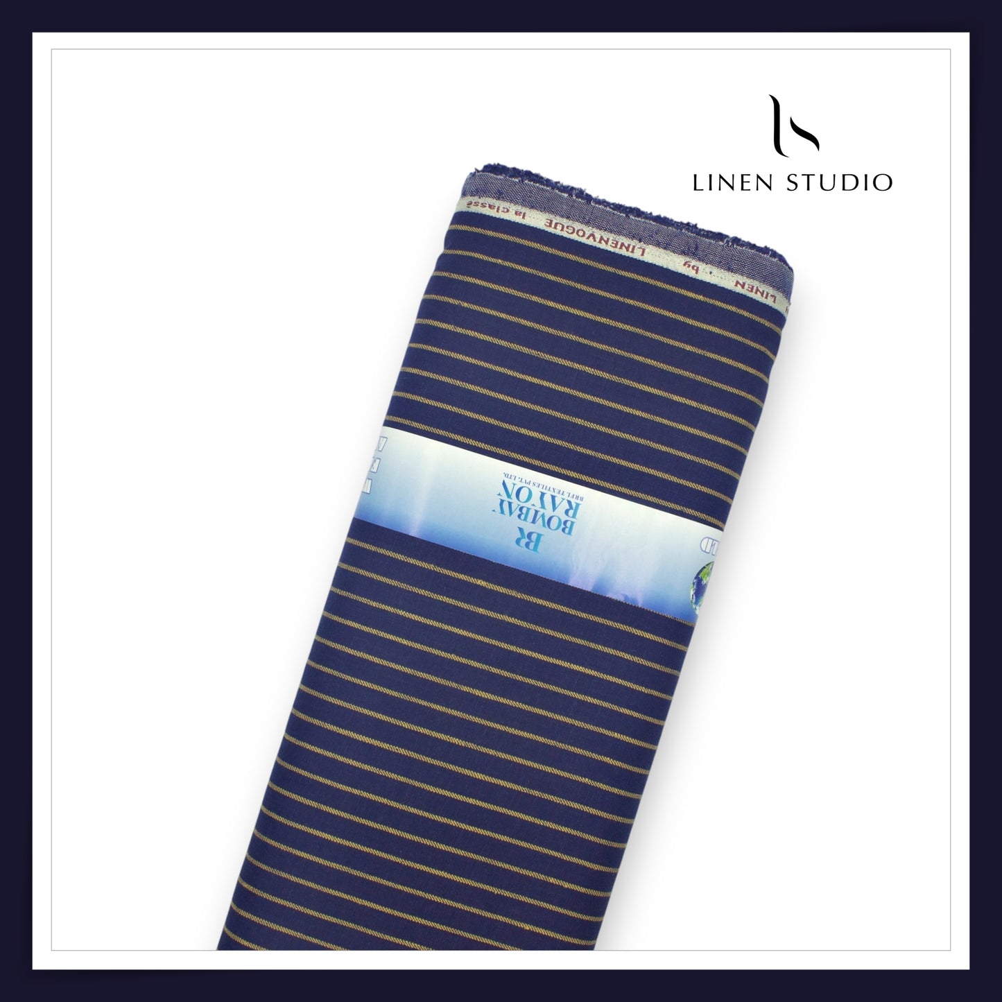 40 Lea Pure Linen Suiting by Linen Vogue - Blue Alluring Stripes (NEW) (Limited Stock!)
