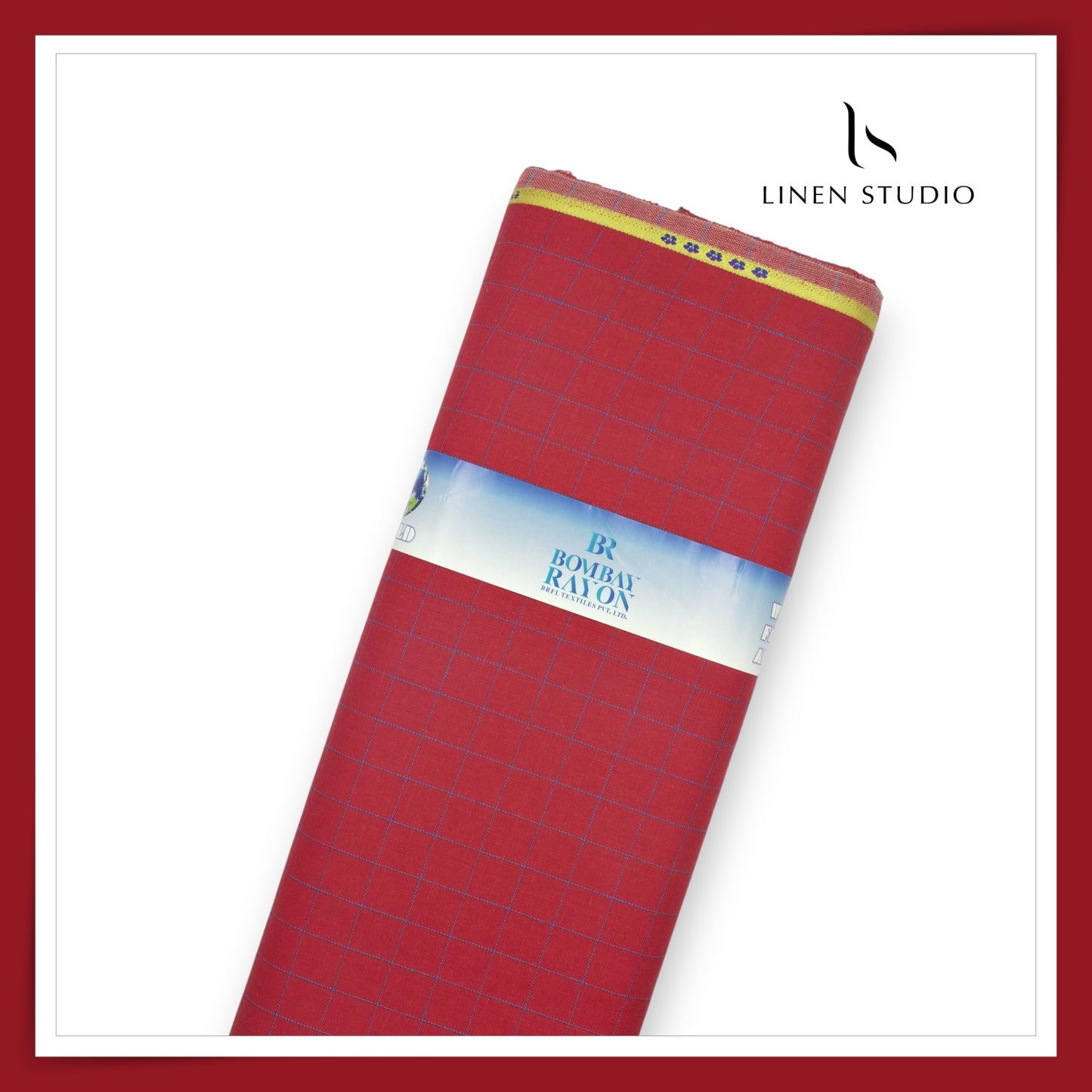40 Lea Pure Linen Suiting by Linen Vogue - Bright Red Checks (NEW) (Limited Stock!)