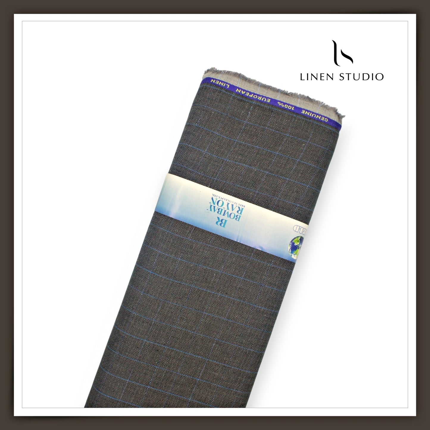 40 Lea Pure Linen Suiting by Linen Vogue - Grey Checks with Dobby (NEW) (Limited Stock!) (Zoom In)