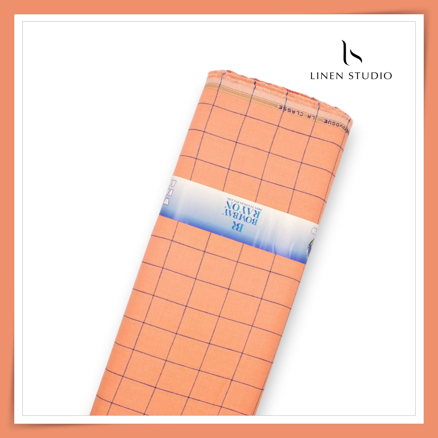 40 Lea Pure Linen Suiting by Linen Vogue - Tangerine Orange Checks (NEW) (Limited Stock!)