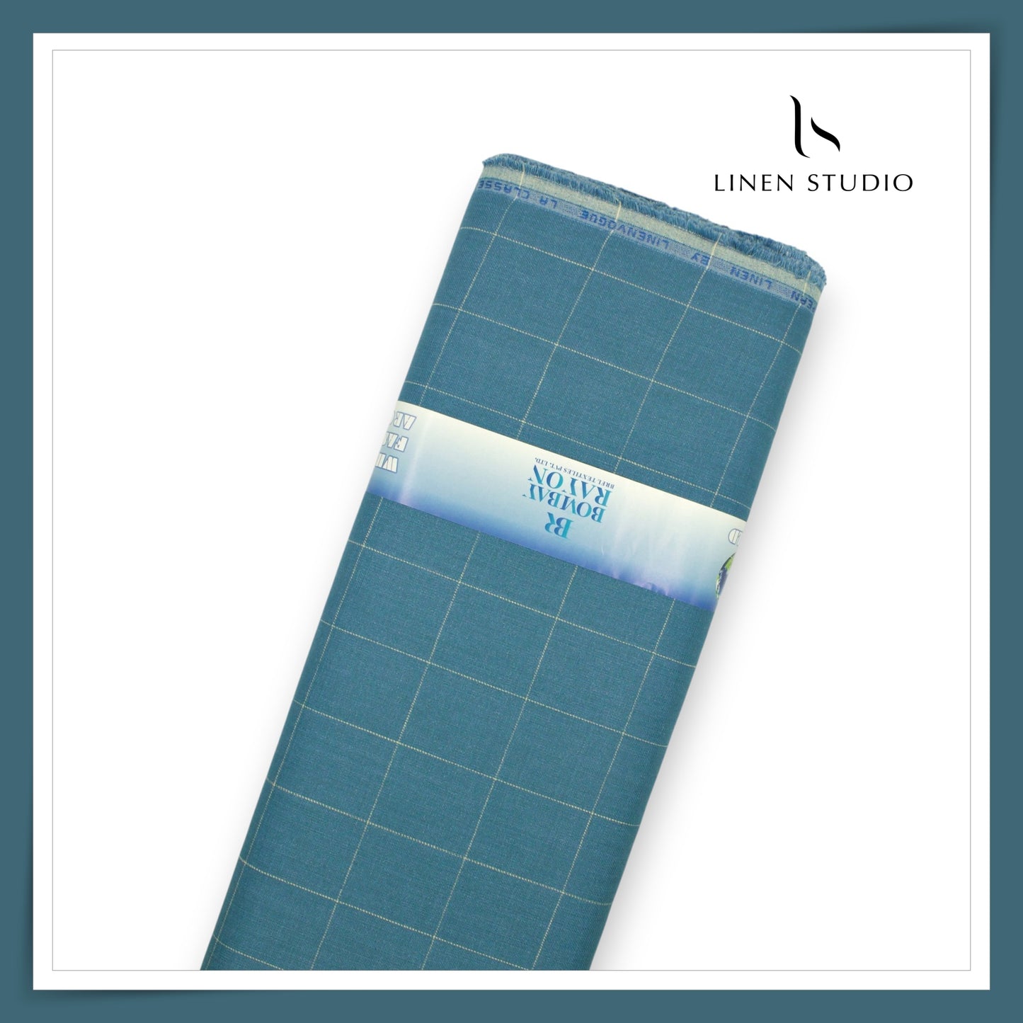 40 Lea Pure Linen Suiting by Linen Vogue - Marble Blue Checks (NEW) (Limited Stock!)