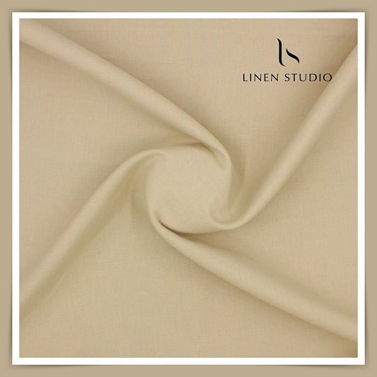 Linen Club Linen Cotton Semi Suiting - Wheat Colour (45% SALE)