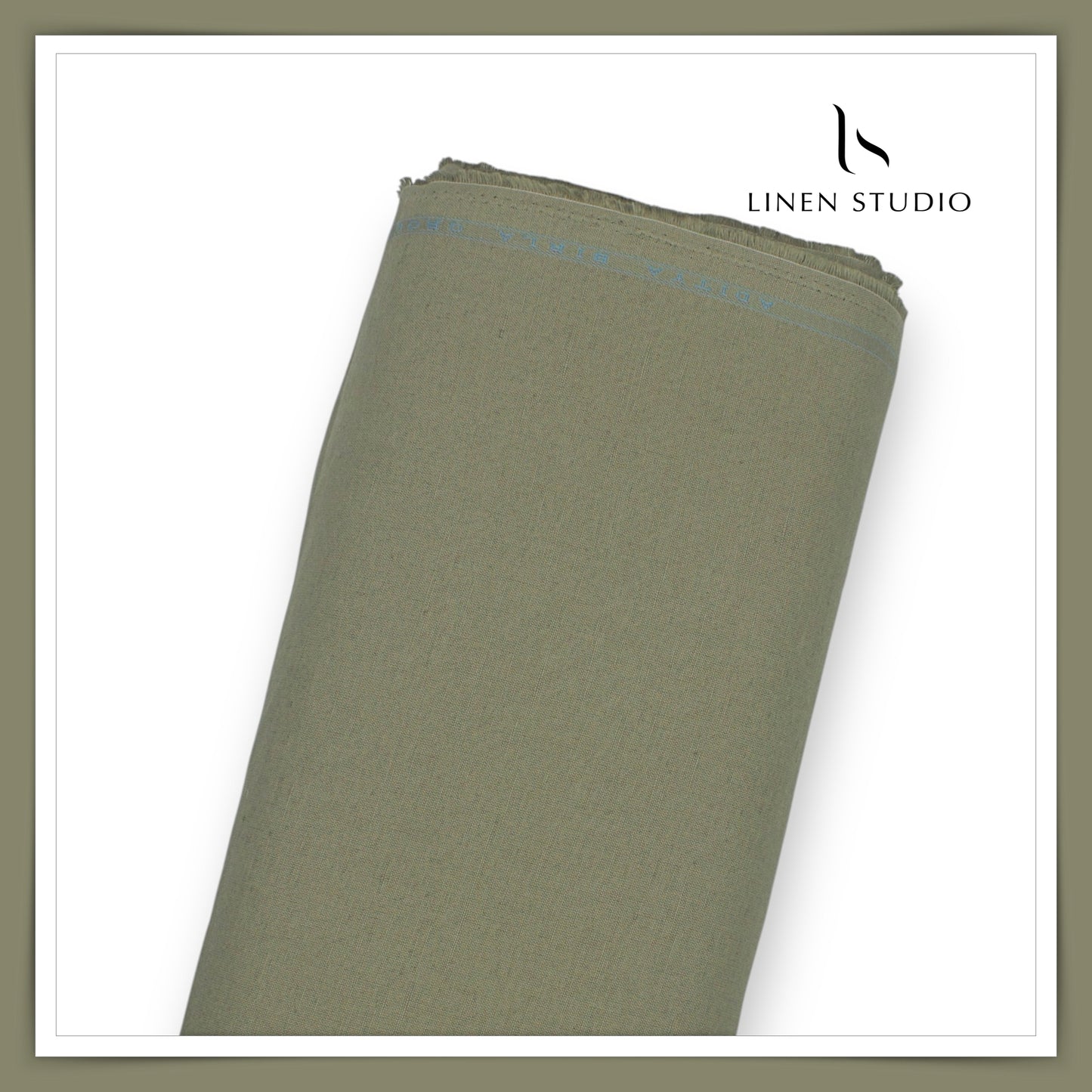 Linen Club Linen Cotton Semi Suiting - Camo Green (45% SALE)