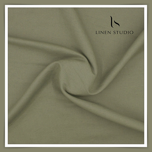 Linen Club Linen Cotton Semi Suiting - Camo Green (45% SALE)