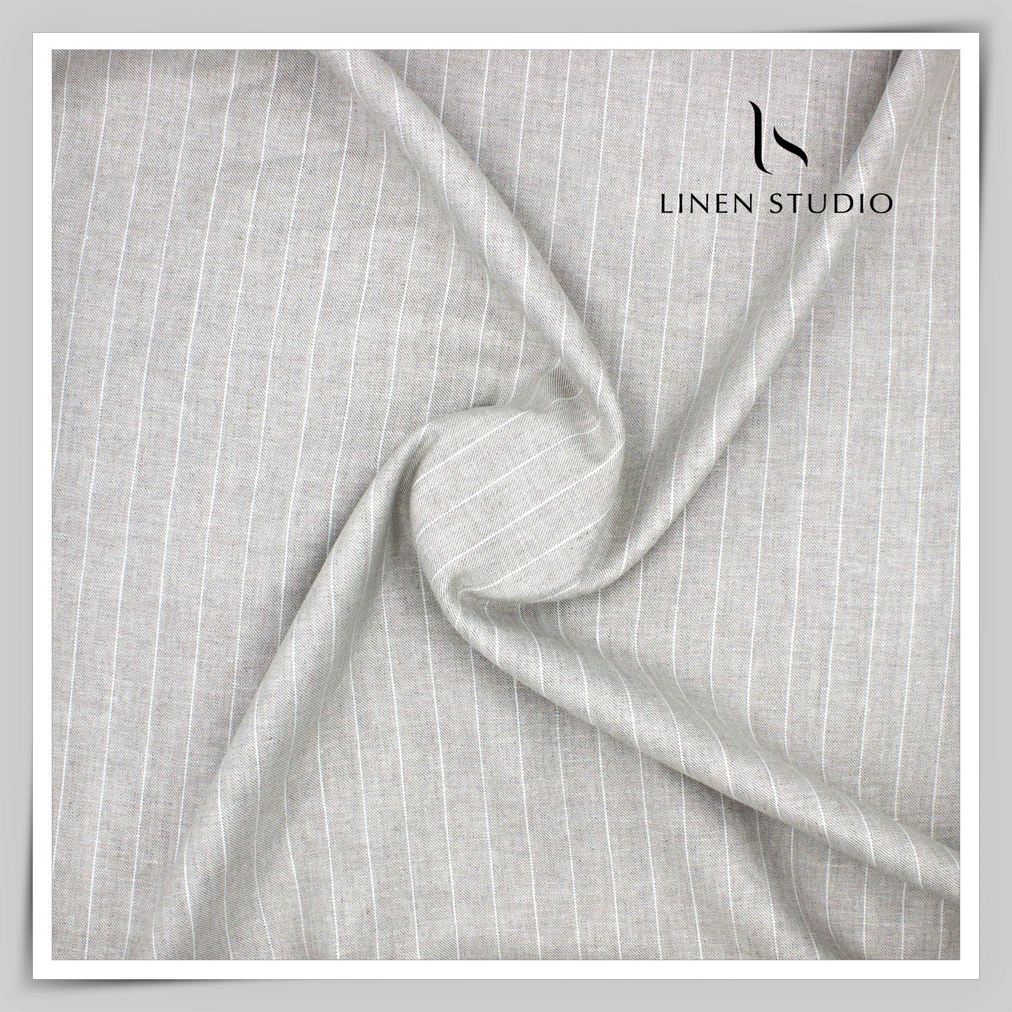 Premium Linen Suiting by Burgoyne - Natural with Classic White Stripes (NEW)