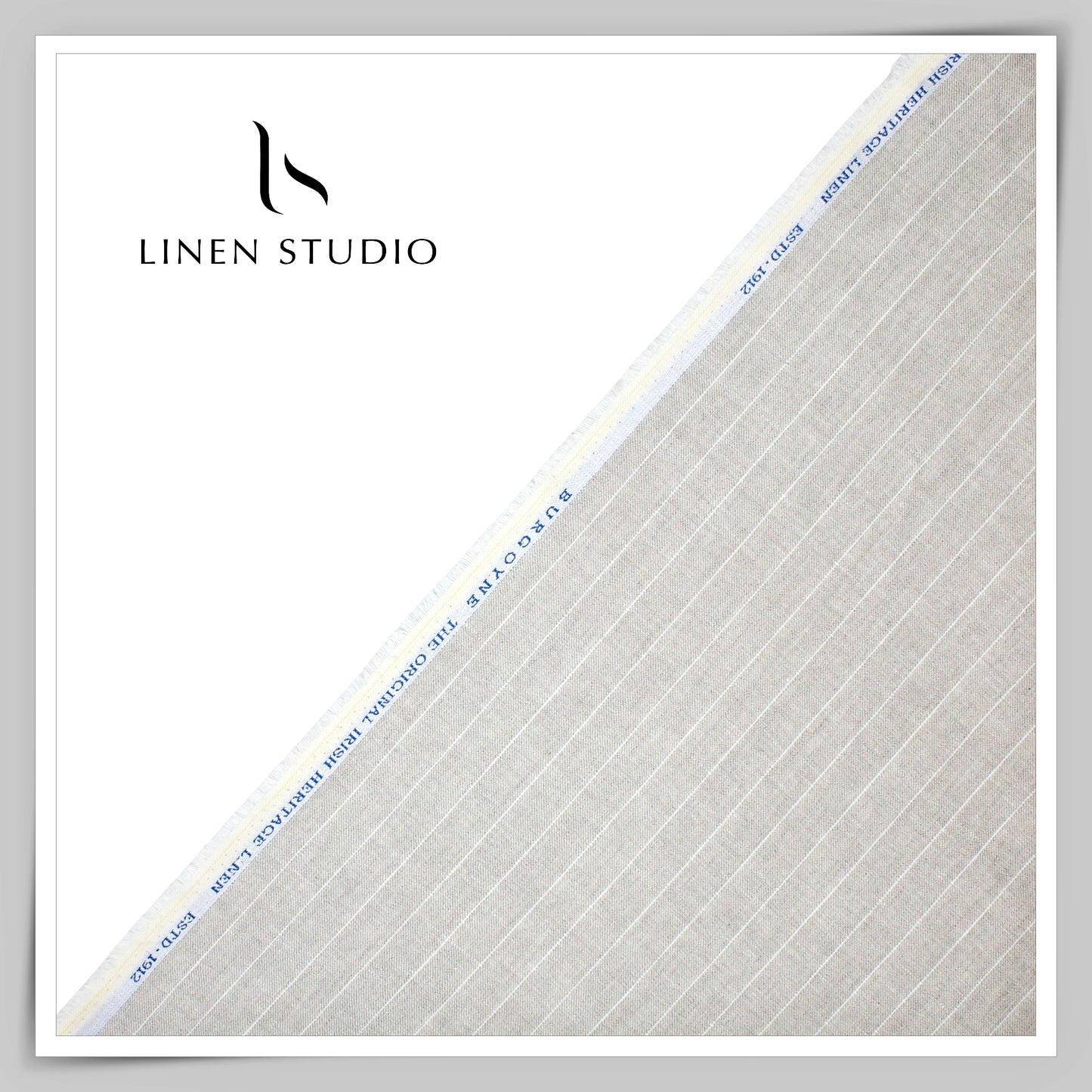 Premium Linen Suiting by Burgoyne - Natural with Classic White Stripes (NEW)