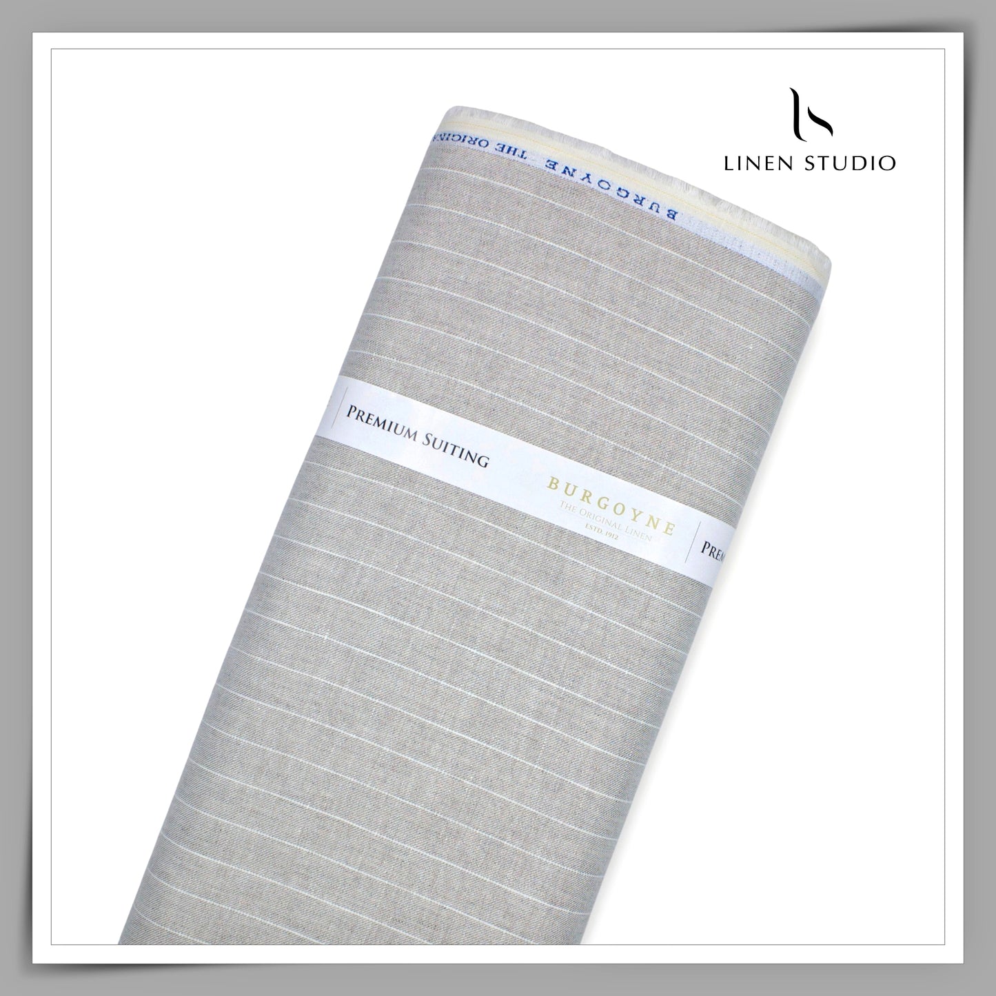 Premium Linen Suiting by Burgoyne - Natural with Classic White Stripes (NEW)