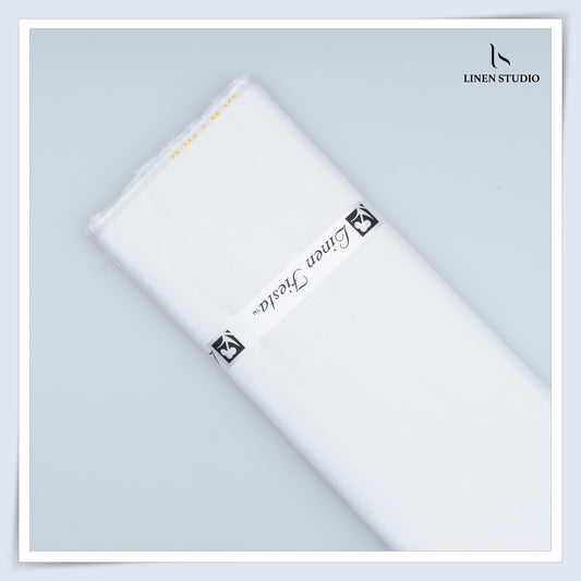 Linen Fiesta 66 Lea Plain Pure European Linen Shirting - White (60% SALE)