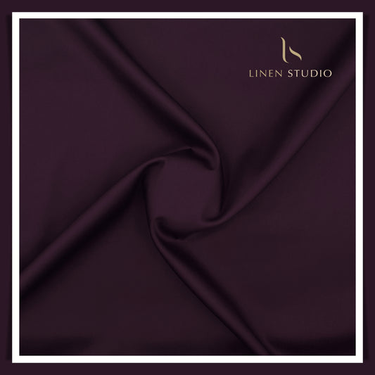 Luthai 100% Luxury Cotton Satin Shirting - Dark Reddish Magenta (NEW)