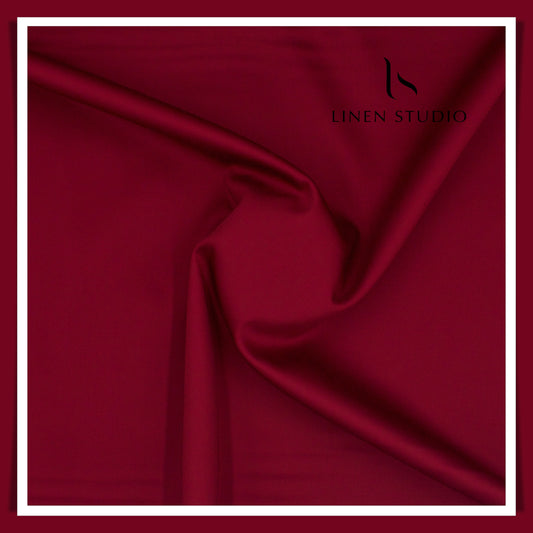 Luthai 100% Luxury Cotton Satin Shirting - Wine Red (NEW)