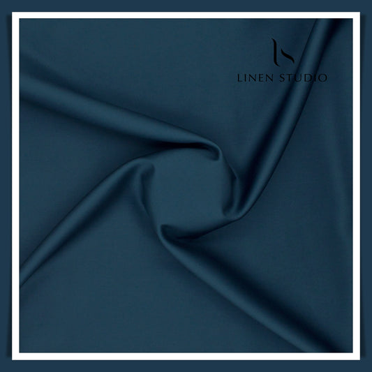 Luthai 100% Luxury Cotton Satin Shirting - Cyan Blue (NEW)