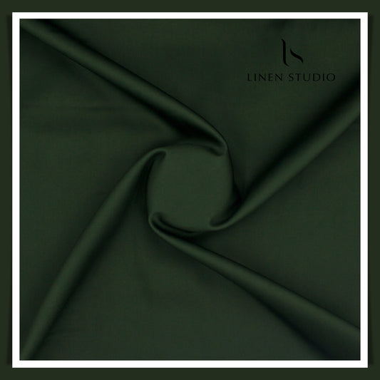 Luthai 100% Luxury Cotton Satin Shirting - Timber Green (NEW)