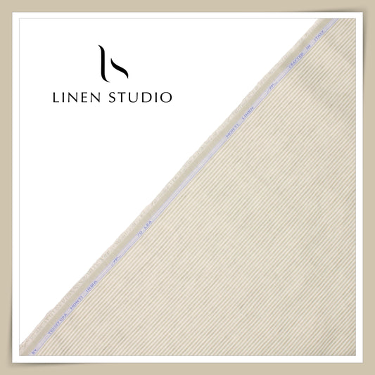 Tessitura Monti 70 Lea Shirting - Beige and Cream Narrow Stripe (NEW) (Fastest Selling)