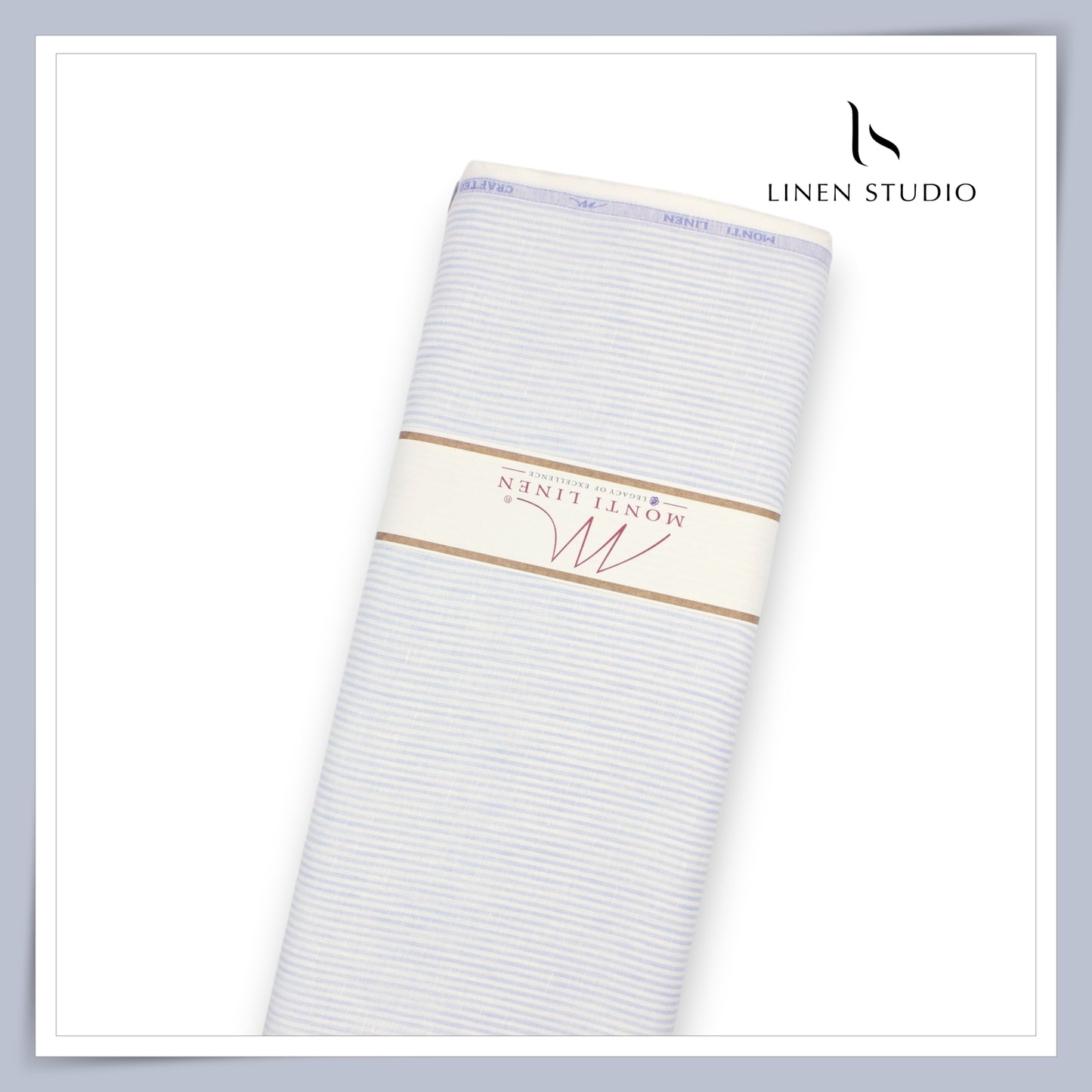 Tessitura Monti 100% Pure Linen 70 Lea Shirting - Classic White & Blue Stripes (NEW) (Fastest Selling)