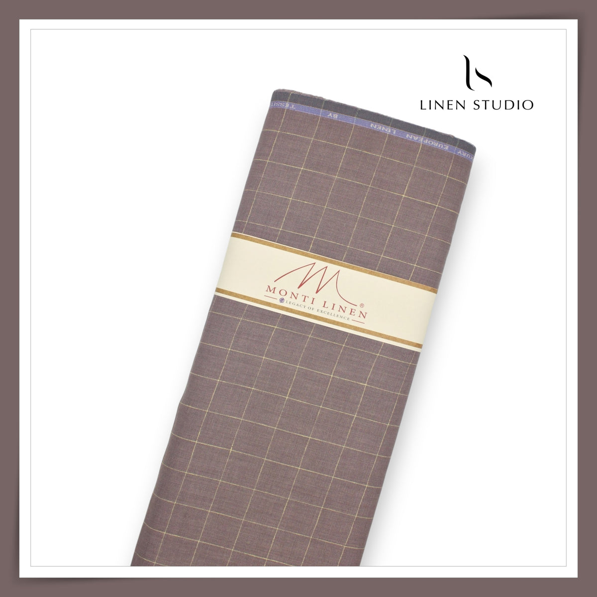 Tessitura Monti 70 Lea Shirting - Mauve with Yellow Check (NEW) (Fastest Selling)