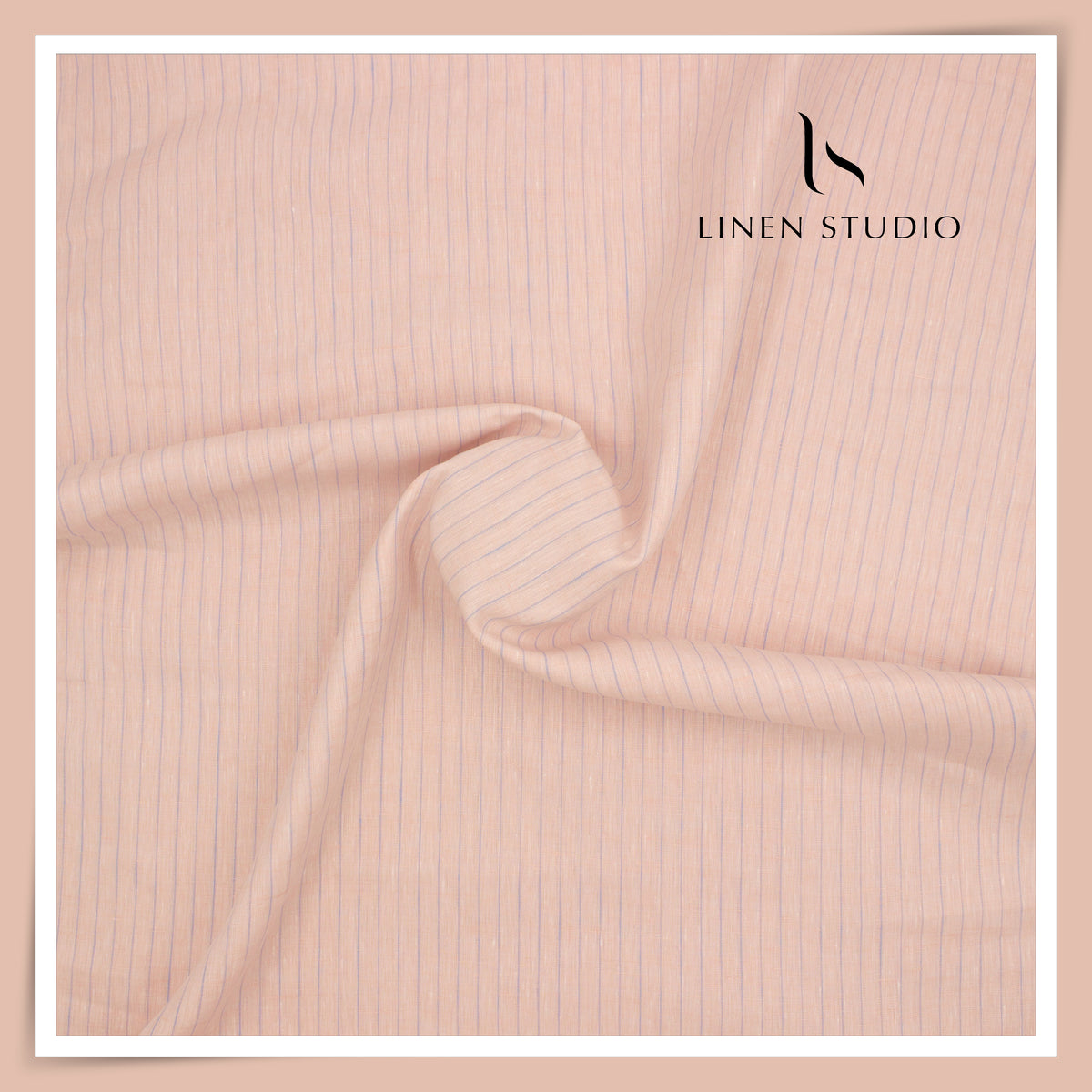 Tessitura Monti 100% Pure Linen 70 Lea Shirting - Light Orange & Lavender Stripes (NEW) (Fastest Selling)