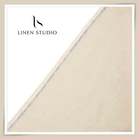 Tessitura Monti 70 Lea Shirting - Cream Subtle Stripes (NEW) (Fastest Selling)