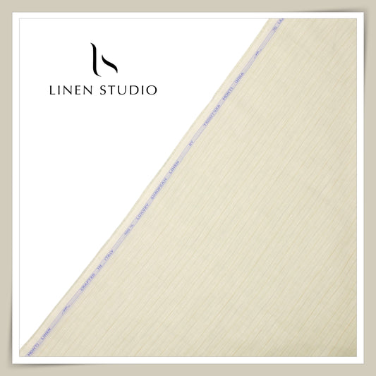 Tessitura Monti 70 Lea Shirting - Ivory Cream Subtle-Stripe (NEW) (Fastest Selling)