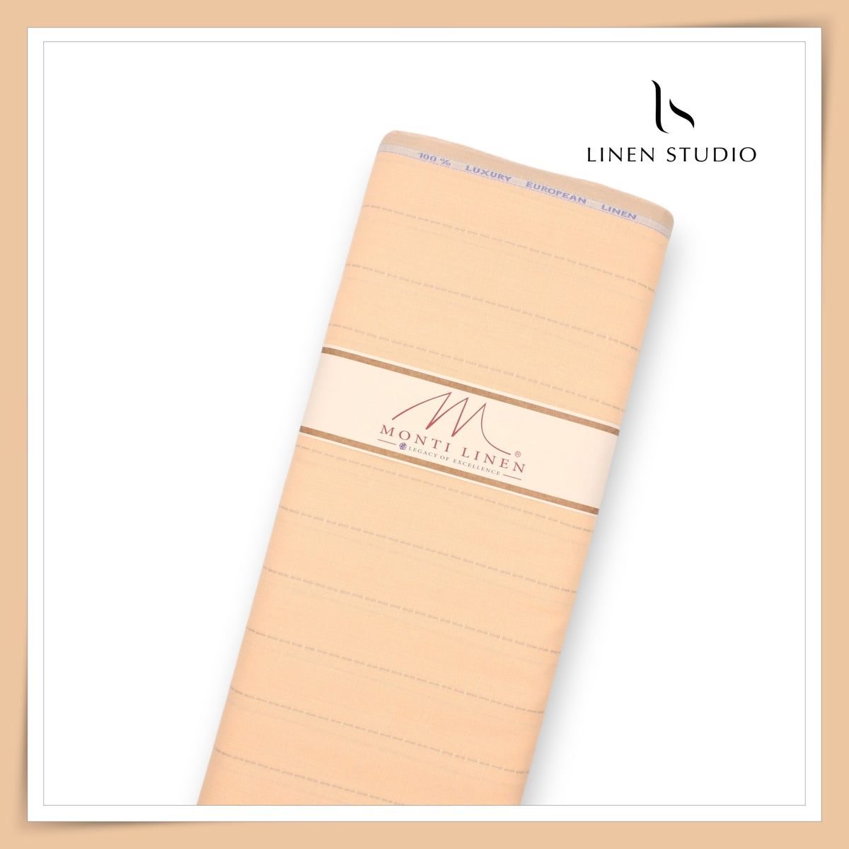 Tessitura Monti 70 Lea Shirting - Deep Peach with Dashed Grey Stripe (NEW) (Fastest Selling)