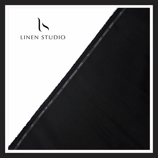 Tessitura Monti 100% Pure Linen 50 Lea Premium Suiting - Luster Black (NEW) (Fastest Selling)