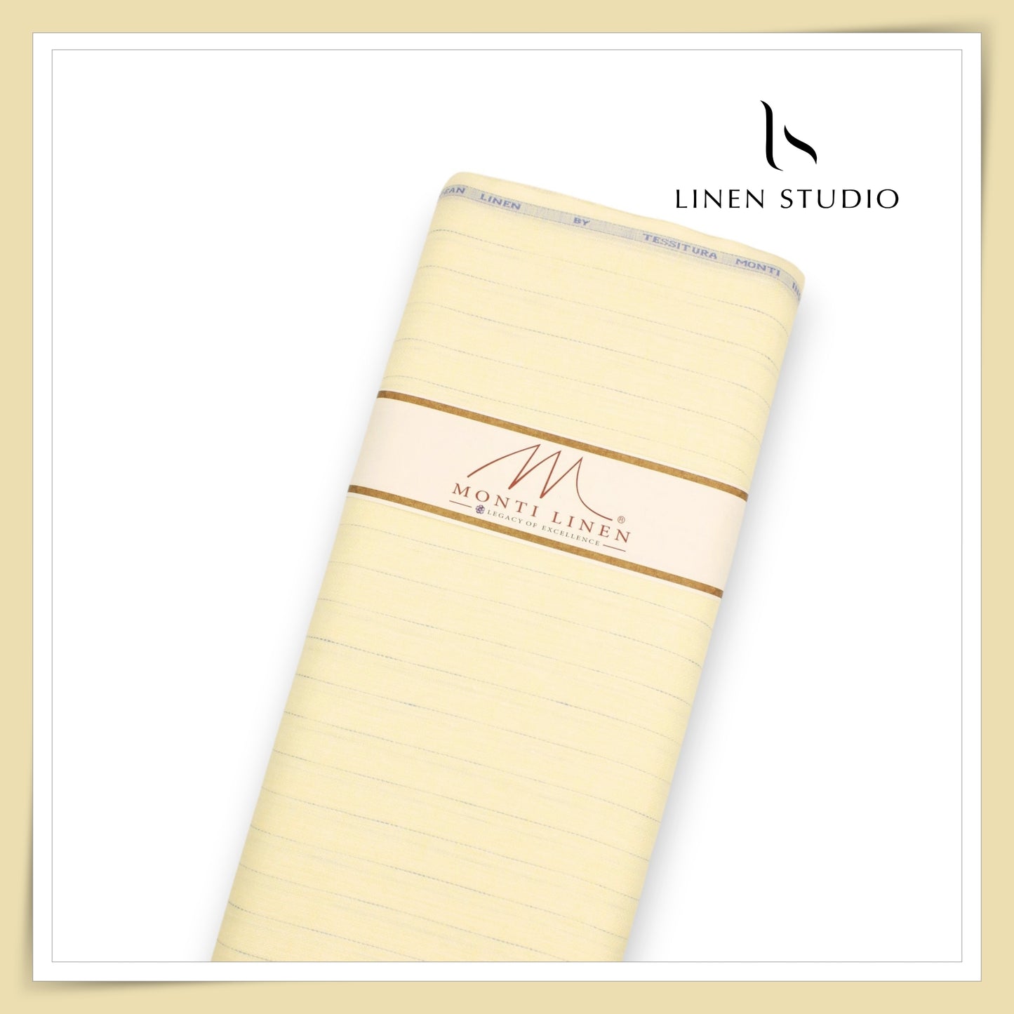 Tessitura Monti 100% Pure Linen 70 Lea Shirting - Yellow Stripes (NEW) (Fastest Selling)