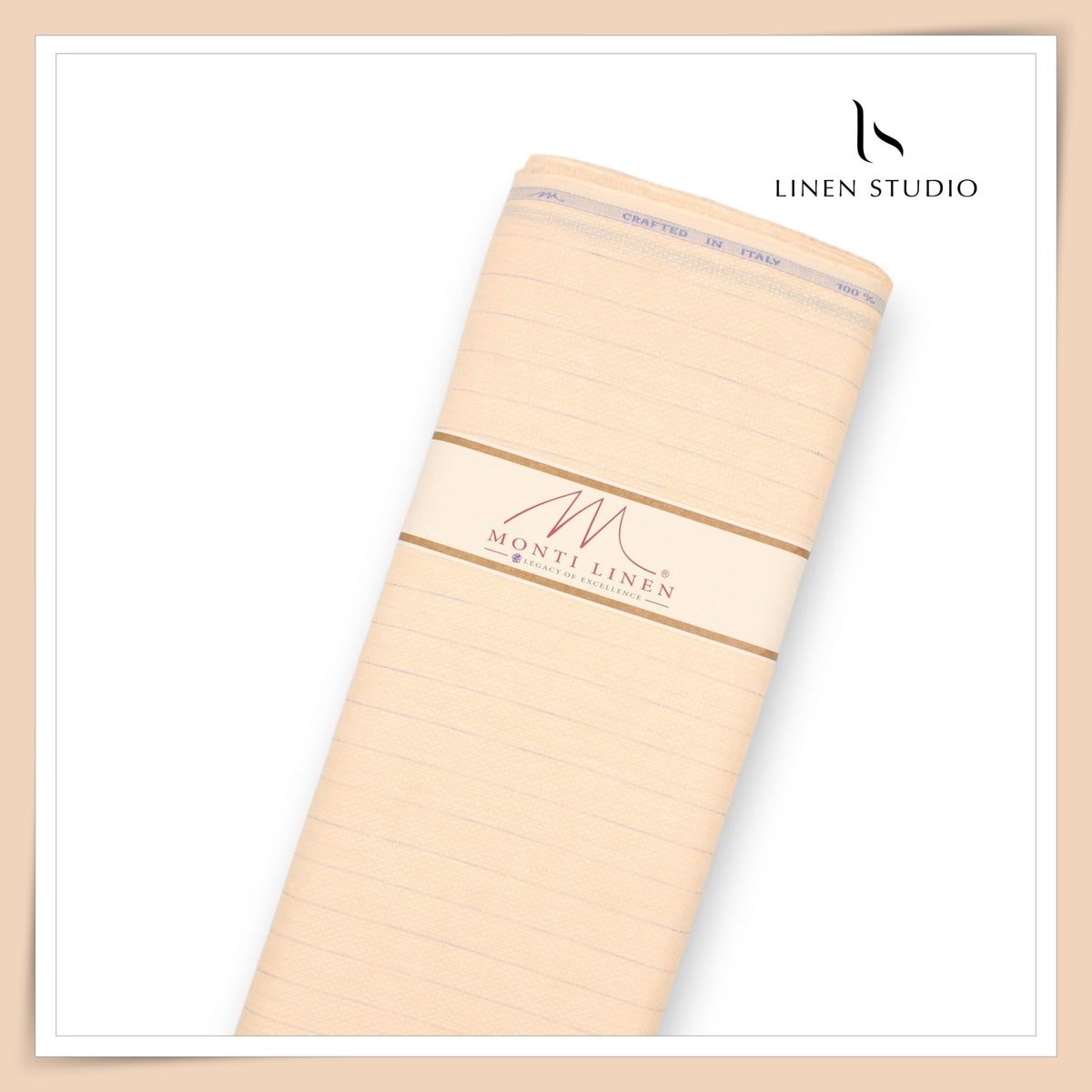 Tessitura Monti 70 Lea Shirting - Peach Dobby with Blue Stripe (NEW) (Fastest Selling) (Zoom In)