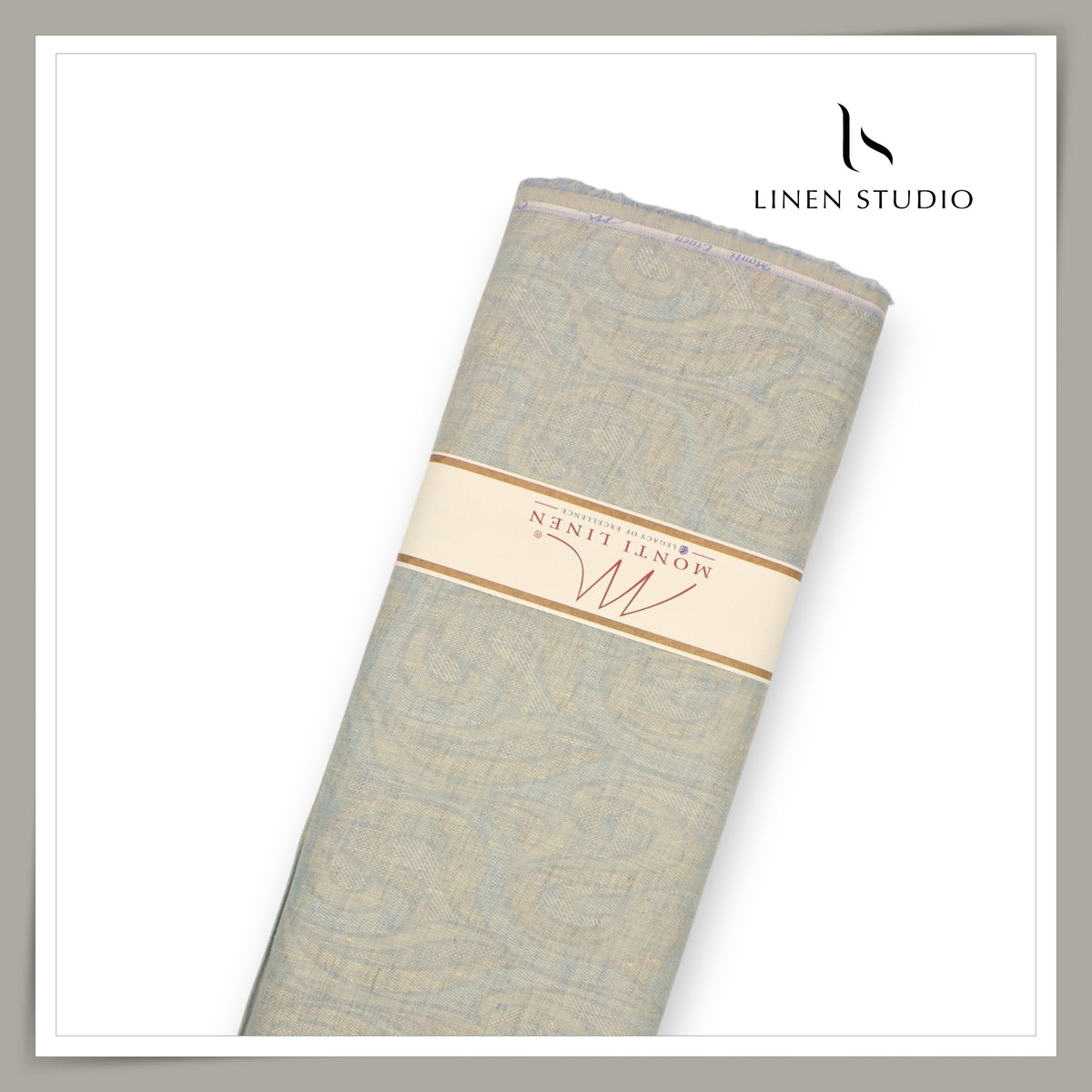Tessitura Monti 70 Lea Linen Shirting - Powder Blue & Natural Jacquard (NEW) (Zoom In)