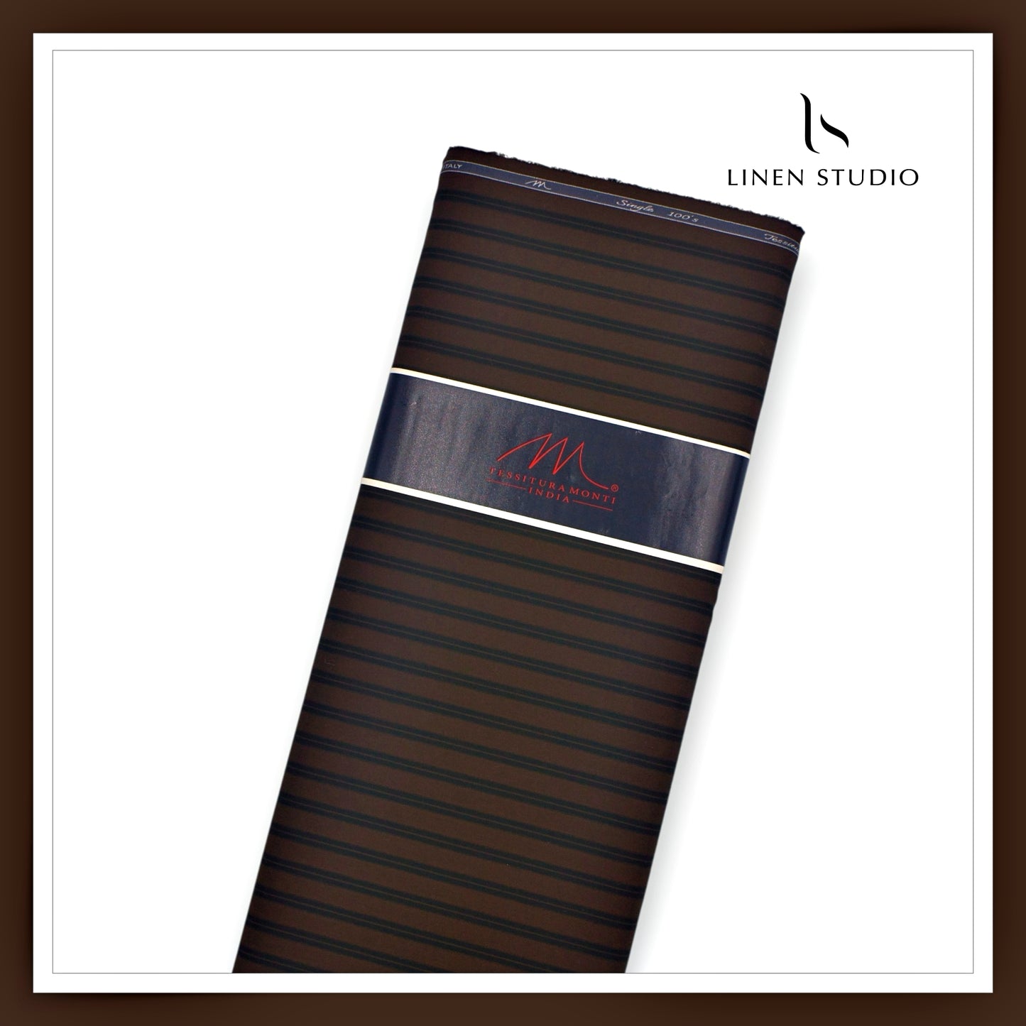 Tessitura Monti 100% Superfine 100's Giza Cotton Shirting - Thunder Brown Fancy Stripes (NEW) (Most Liked)