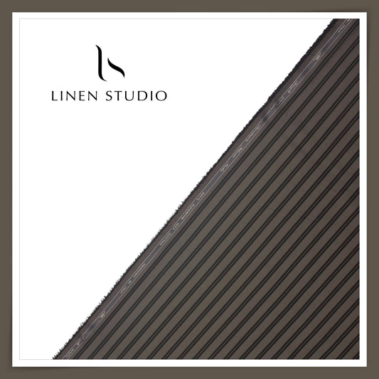 Tessitura Monti 100% Superfine 100's Giza Cotton Shirting - Classic Dark Grey Stripes (NEW) (Most Liked)