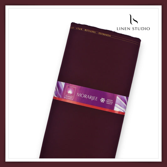 Morarjee 2 Ply Giza Cotton Suiting with Lycra - Dark Maroon - Linen Studio
