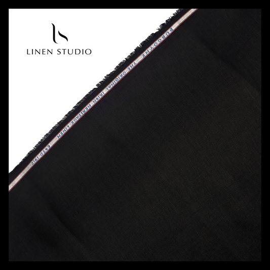 Feather Black Netted Burgoyne - Pure Linen 70 Lea - Linen Studio