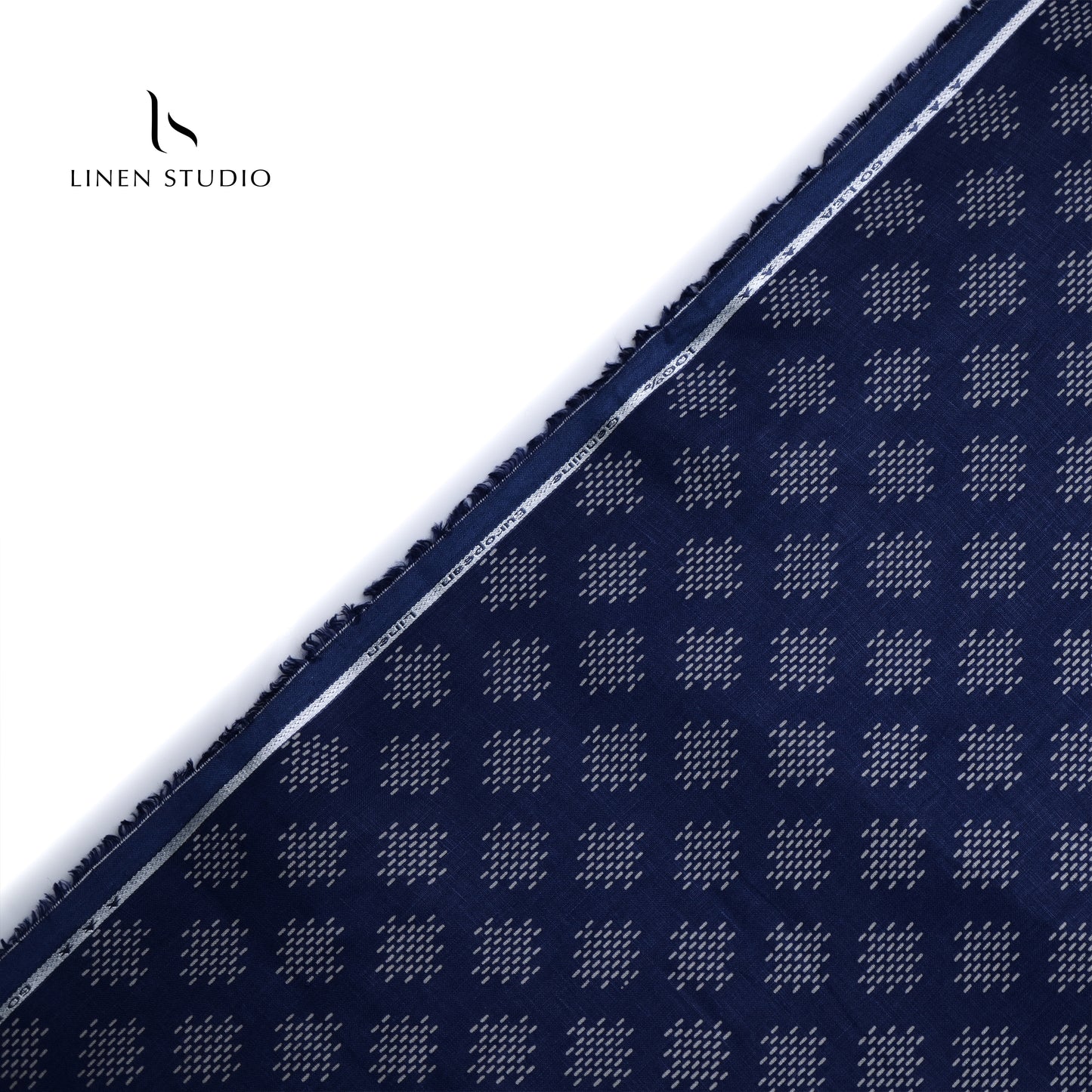 Premium Printed Shirting 60 Lea - Blue with White - Linen Studio