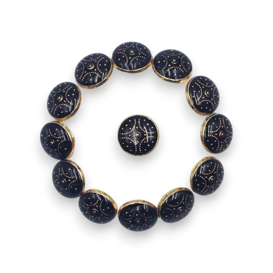Textured Dark Blue Enamel Designer Metal Buttons - 4