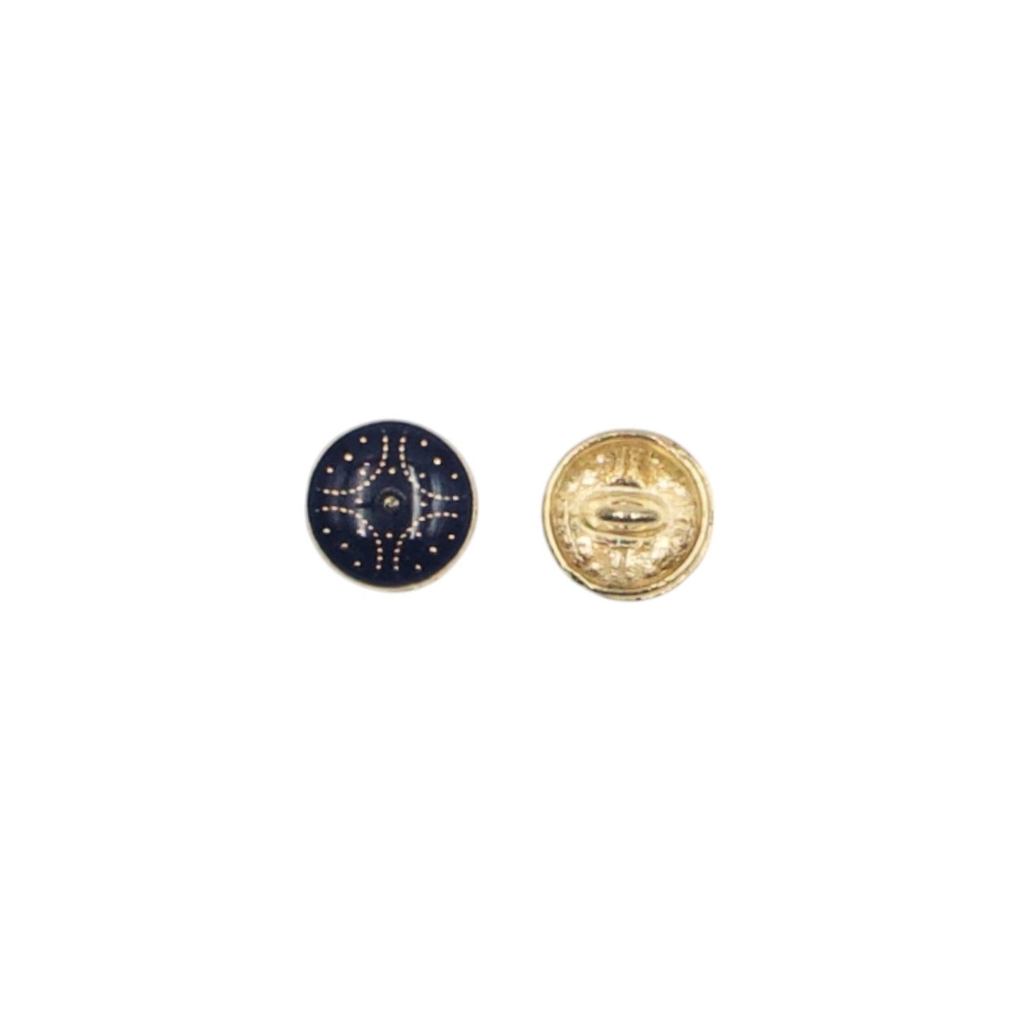 Textured Dark Blue Enamel Designer Metal Buttons - 4
