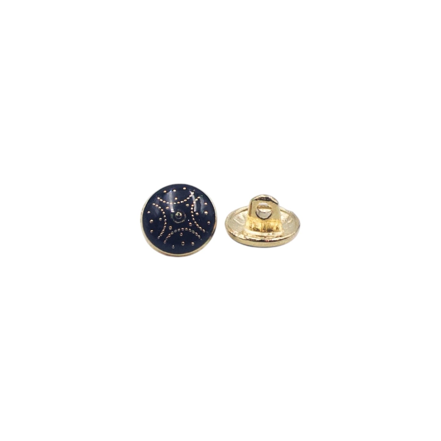 Textured Dark Blue Enamel Designer Metal Buttons - 4