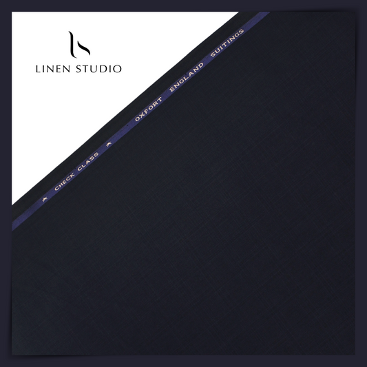 Oxfort England Suiting Checks - Navy Blue - Linen Studio