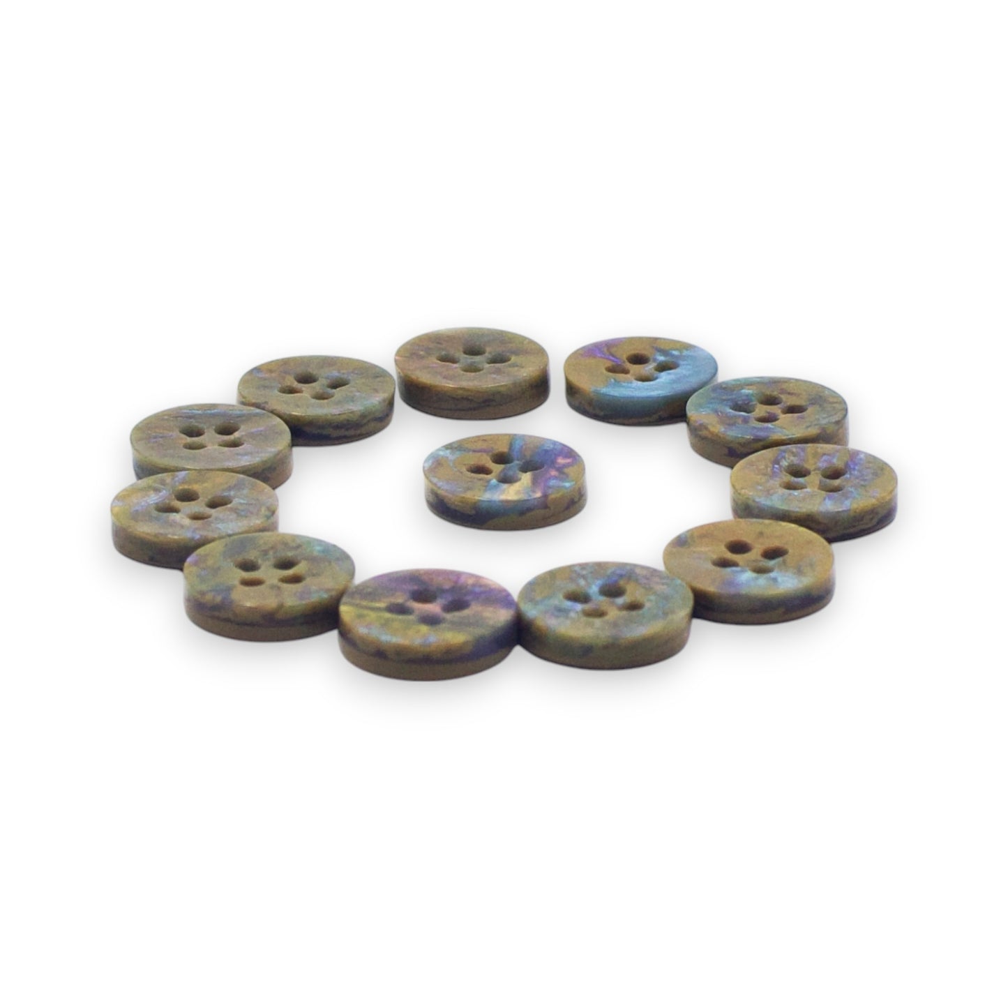 Round Rim 4 Hole Beige Holographic Colour Fancy Shirt Buttons