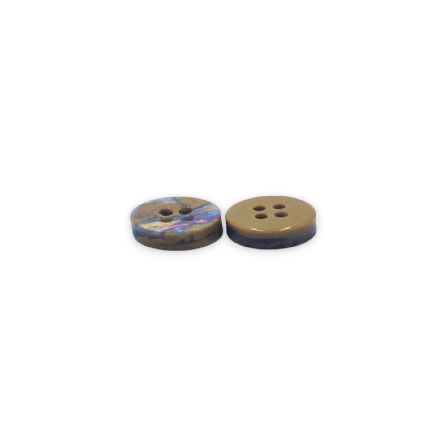 Round Rim 4 Hole Beige Holographic Colour Fancy Shirt Buttons