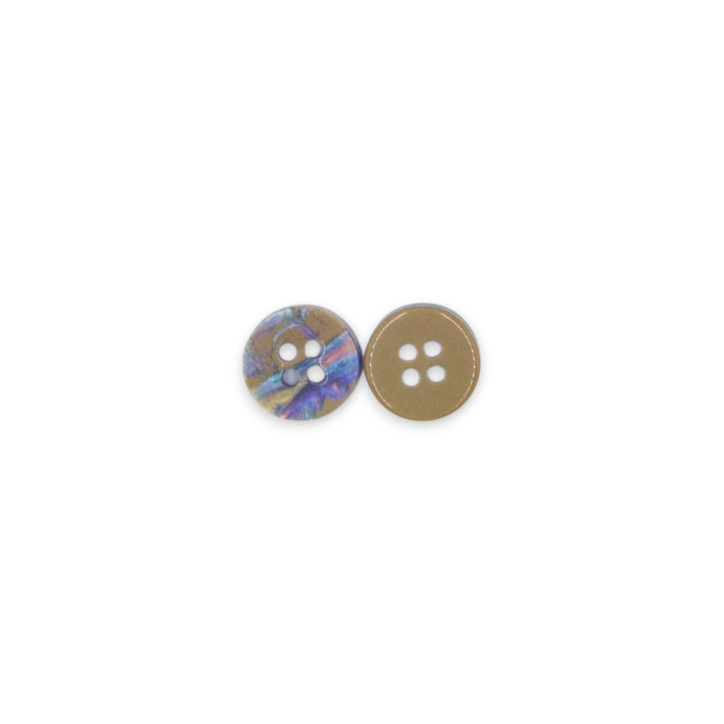 Round Rim 4 Hole Beige Holographic Colour Fancy Shirt Buttons