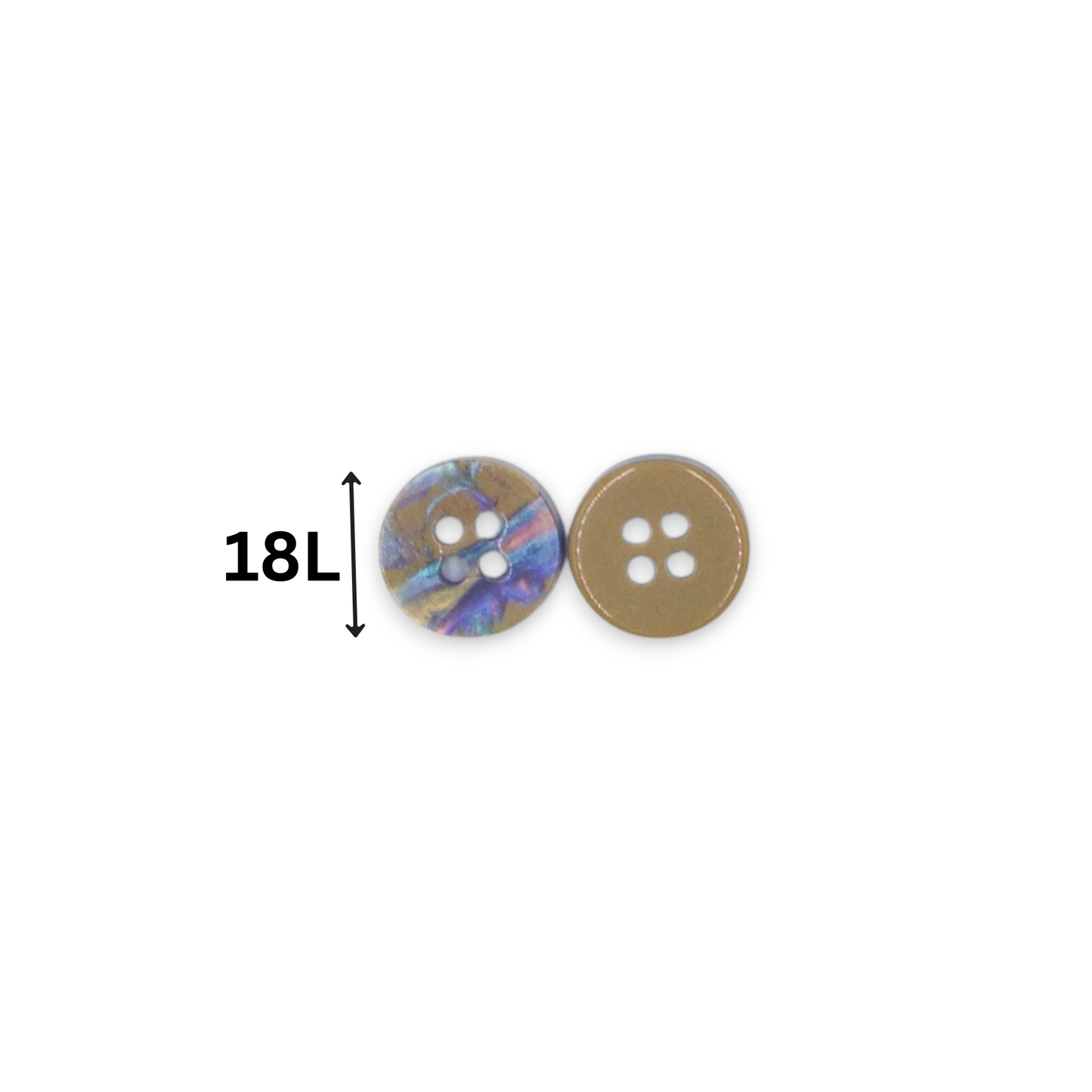 Round Rim 4 Hole Beige Holographic Colour Fancy Shirt Buttons