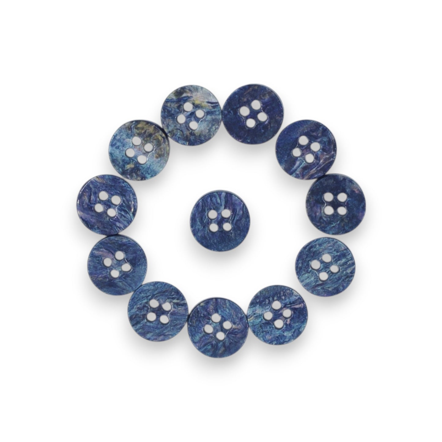 Round Rim 4 Hole Dark Blue Holographic Colour Fancy Shirt Buttons