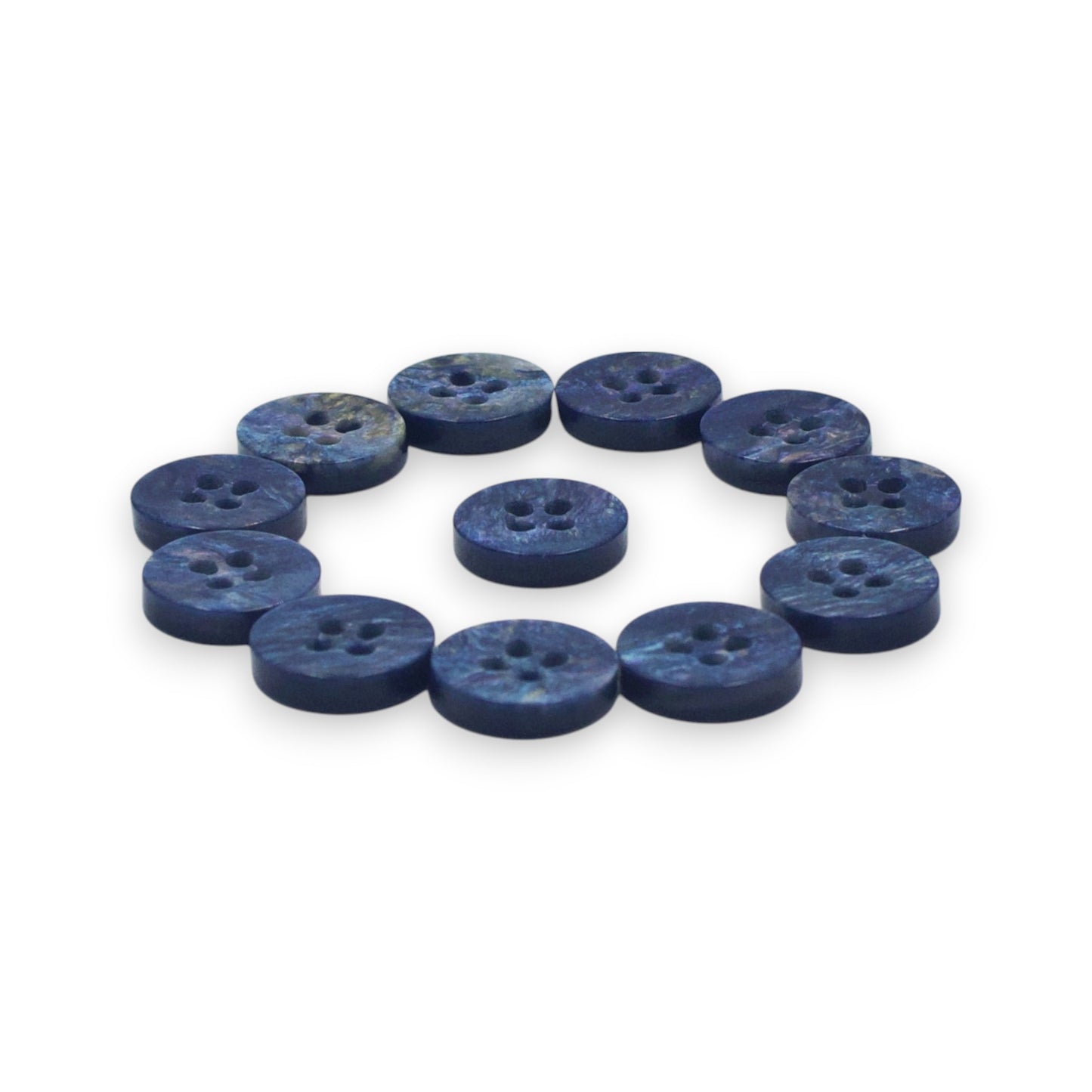 Round Rim 4 Hole Dark Blue Holographic Colour Fancy Shirt Buttons