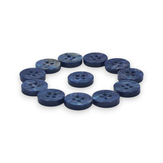 Round Rim 4 Hole Dark Blue Holographic Colour Fancy Shirt Buttons