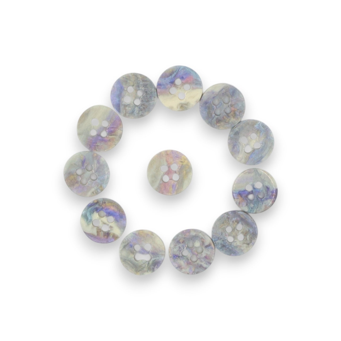 Round Rim 4 Hole Cream Holographic Colour Fancy Shirt Buttons